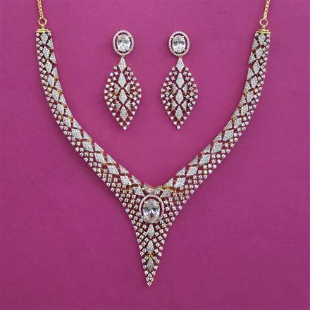 American Diamond Classic Necklace with 2 Tone Plating