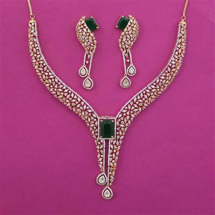 American Diamond Classic Necklace with 2 Tone Plating