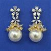 American Diamond Pearl Earring with Rhodium Plating 2 Tone Plating