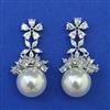 American Diamond Pearl Earring with Rhodium Plating 2 Tone Plating