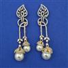 American Diamond Pearl Earring with Rhodium Plating 2 Tone Plating