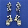 American Diamond Pearl Earring with Rhodium Plating 2 Tone Plating