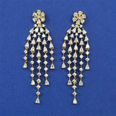 American Diamond Classic Earring with Rhodium Plating 2 Tone Plating