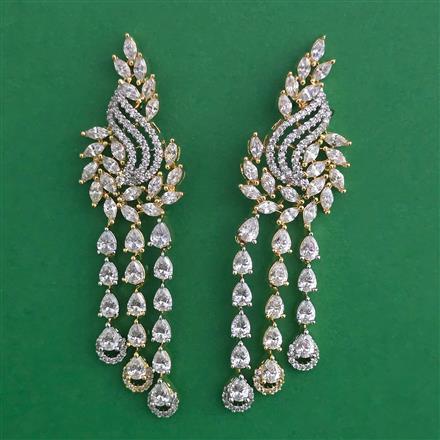 American Diamond Classic Earring with Rhodium Plating 2 Tone Plating
