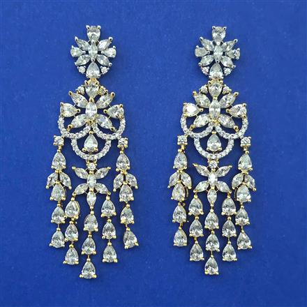 American Diamond Classic Earring with Rhodium Plating 2 Tone Plating