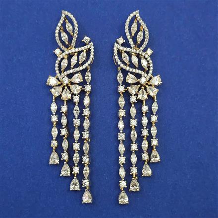 American Diamond Classic Earring with Rhodium Plating 2 Tone Plating