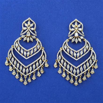 American Diamond Classic Earring with Rhodium Plating 2 Tone Plating