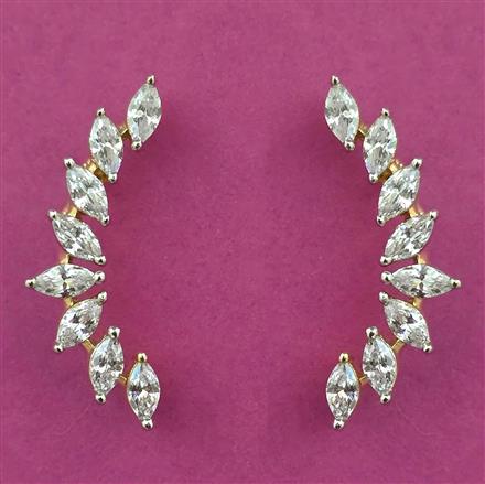 American Diamond Climber Earring with Rhodium Plating 2 Tone Plating