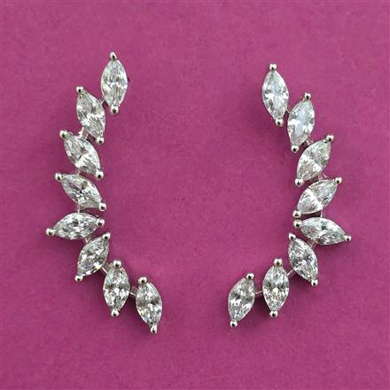 American Diamond Climber Earring with Rhodium Plating 2 Tone Plating
