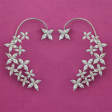 American Diamond Earcuff with Rhodium Plating