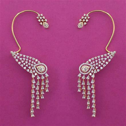 American Diamond Earcuff with Rhodium Plating 2 Tone Plating