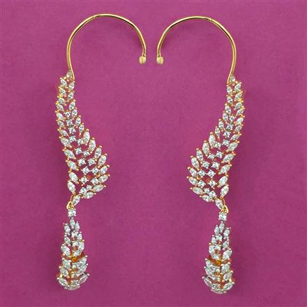 American Diamond Earcuff with Rhodium Plating 2 Tone Plating