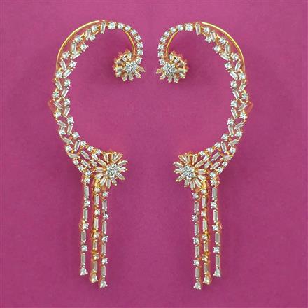 American Diamond Earcuff with Rhodium Plating 2 Tone Plating