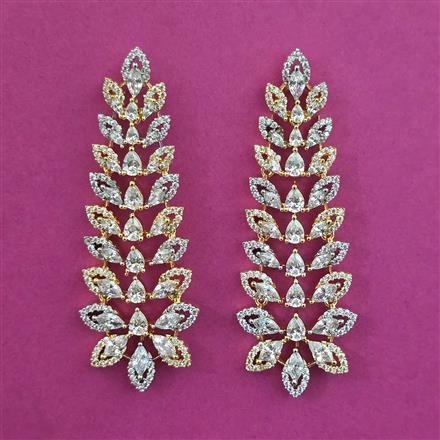American Diamond Classic Earring with Rhodium Plating 2 Tone Plating