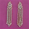 American Diamond Long Earring with Rhodium Plating 2 Tone Plating