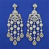 American Diamond Long Earring with Rhodium Plating 2 Tone Plating