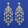 American Diamond Long Earring with Rhodium Plating 2 Tone Plating