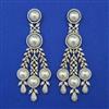 American Diamond Pearl Earring with Rhodium Plating 2 Tone Plating