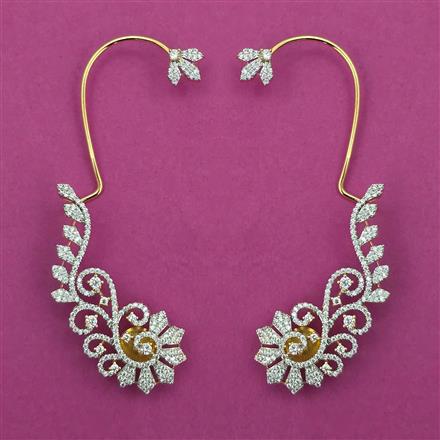 American Diamond Earcuff with Rhodium Plating 2 Tone Plating