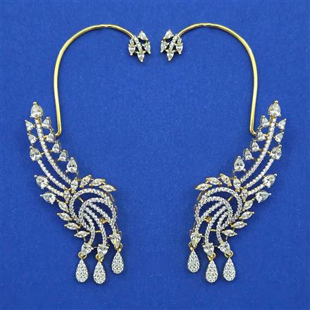American Diamond Earcuff with Rhodium Plating 2 Tone Plating