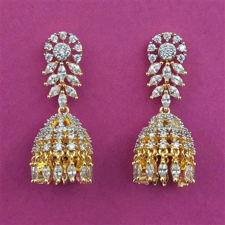 American Diamond Jhumki with 2 Tone Plating