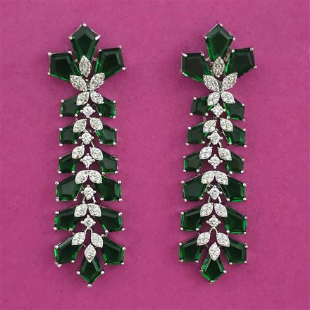 American Diamond Classic Earring with Rhodium Plating