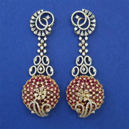American Diamond Long Earring with 2 Tone Plating