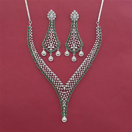 American Diamond Classic Necklace with Rhodium Plating