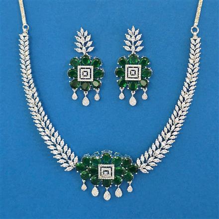 American Diamond Classic Necklace with Rhodium Plating