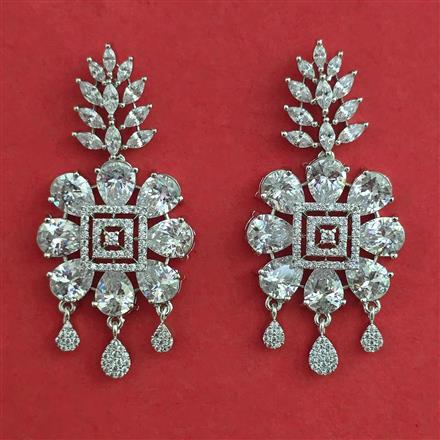 American Diamond Classic Earring with Rhodium Plating