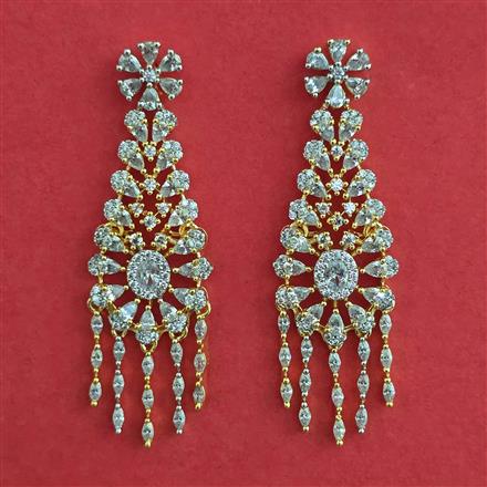 American Diamond Classic Earring with Rhodium Plating 2 Tone Plating Mehndi Plating