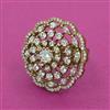 American Diamond Adjustable Ring with Rhodium Plating 2 Tone Plating Mehndi Plating Carat Plating