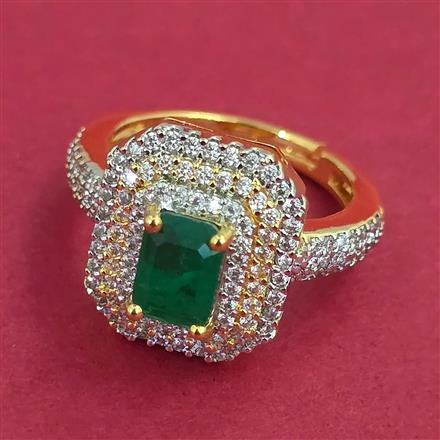 American Diamond Adjustable Ring with 2 Tone Plating