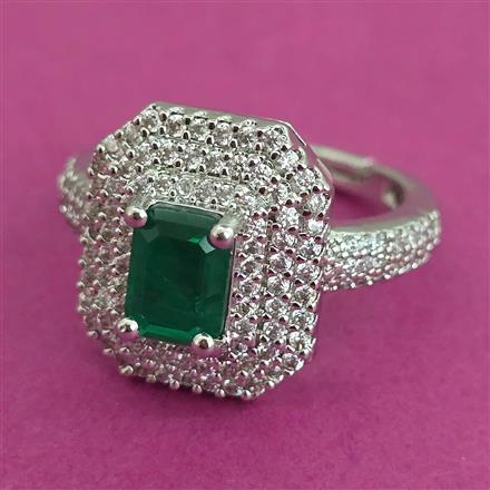 American Diamond Adjustable Ring with Rhodium Plating