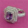 American Diamond Adjustable Ring with Rhodium Plating