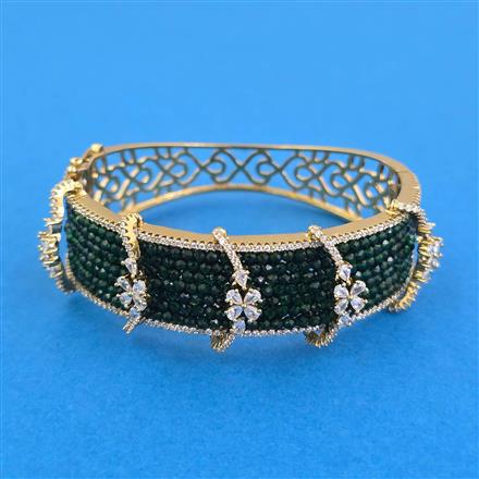 American Diamond Broad Kada with Mehndi Plating