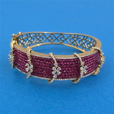 American Diamond Broad Kada with Mehndi Plating