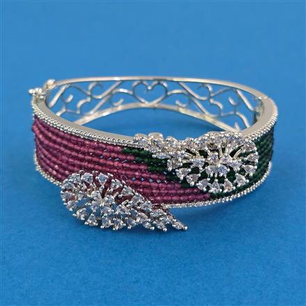 American Diamond Broad Kada with Rhodium Plating