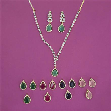 American Diamond Changeable Necklace with 2 Tone Plating