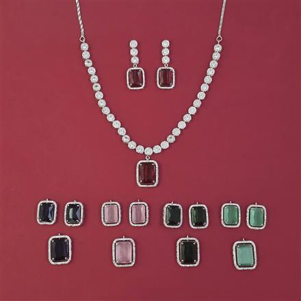 American Diamond Classic Necklace with Rhodium Plating