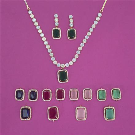American Diamond Changeable Necklace with 2 Tone Plating