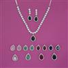 American Diamond Changeable Necklace with Rhodium Plating
