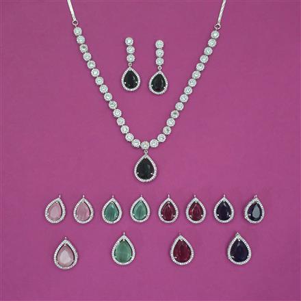 American Diamond Changeable Necklace with Rhodium Plating