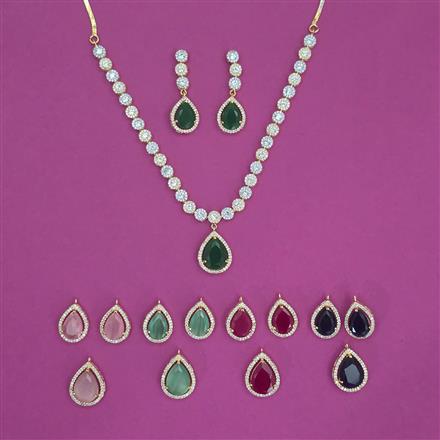 American Diamond Changeable Necklace with 2 Tone Plating