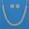 American Diamond Delicate Necklace with Rhodium Plating 2 Tone Plating