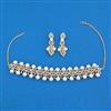 American Diamond Pearl Necklace with Rhodium Plating 2 Tone Plating