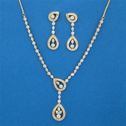 American Diamond Delicate Necklace with Rhodium Plating 2 Tone Plating