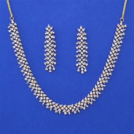 American Diamond Delicate Necklace with Rhodium Plating 2 Tone Plating