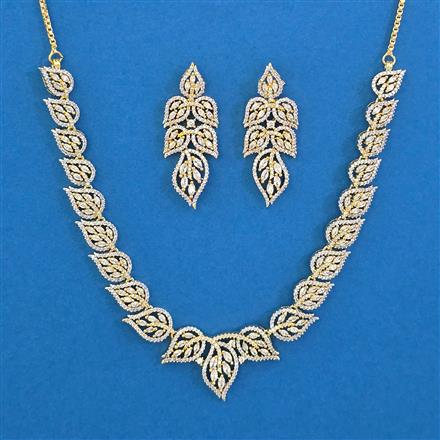 American Diamond Delicate Necklace with Rhodium Plating 2 Tone Plating