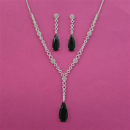 American Diamond Classic Necklace with Rhodium Plating